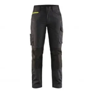 Ladies&#x20;Service&#x20;Trousers&#x20;With&#x20;Stretch&#x20;7195&#x20;Zwart&#x2F;High&#x20;Vis&#x20;Geel&#x20;-&#x20;Bl&#xE5;kl&#xE4;der