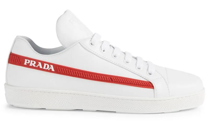 Leather Sneakers with Logo Stripe