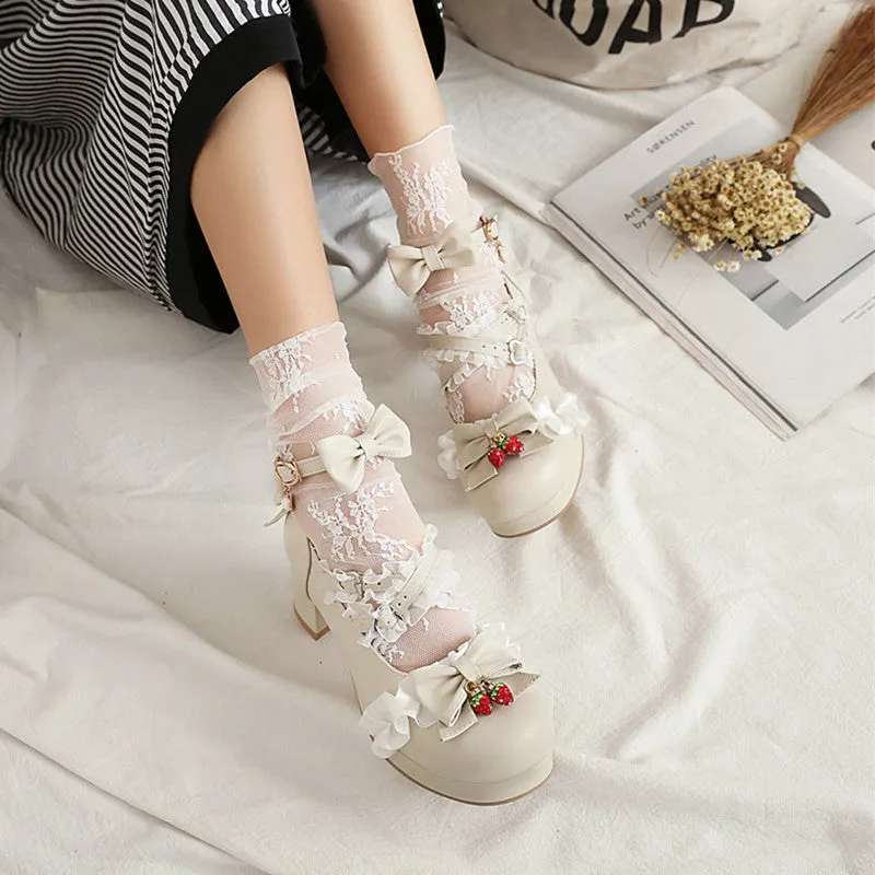 Lolita bow leather shoes  KF81281