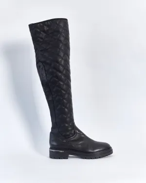 Loretta Pettinari quilted thigh high flat boots, black, 39