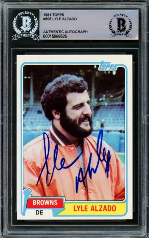 Lyle Alzado Autographed 1981 Topps Card #505 Cleveland Browns Beckett BAS #15866525