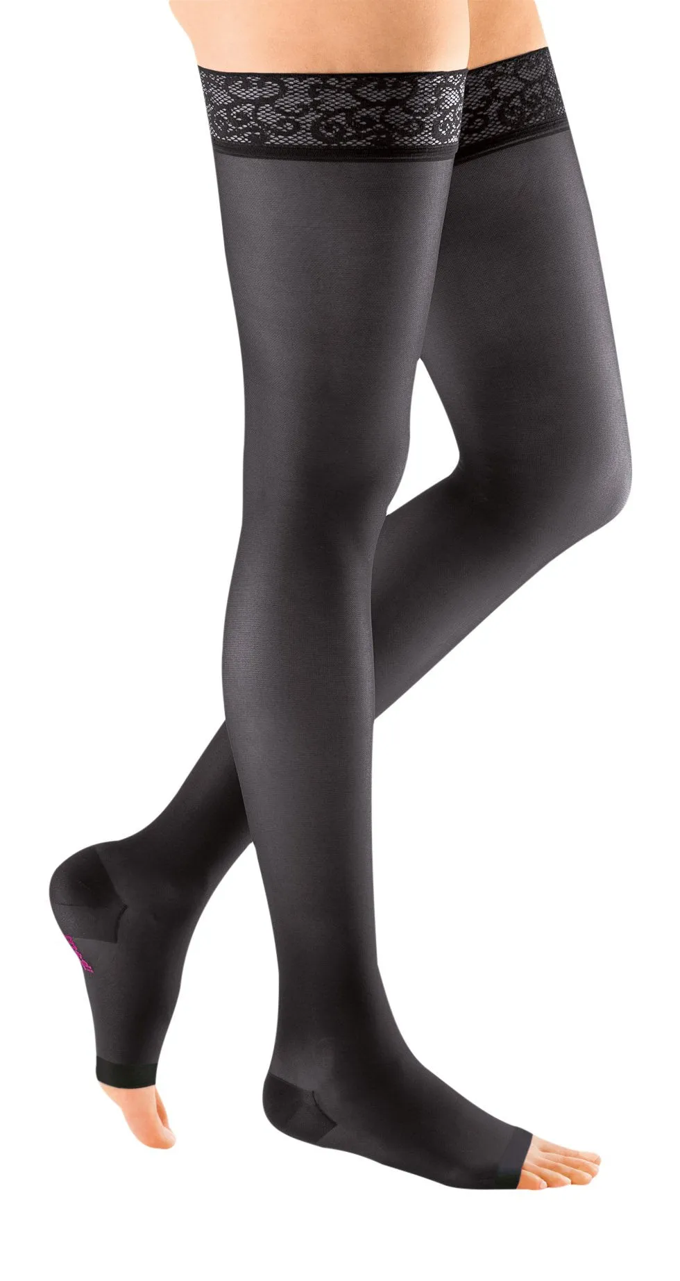 mediven sheer & soft, 30-40 mmHg, Thigh High w/ Lace Top-band, Open Toe