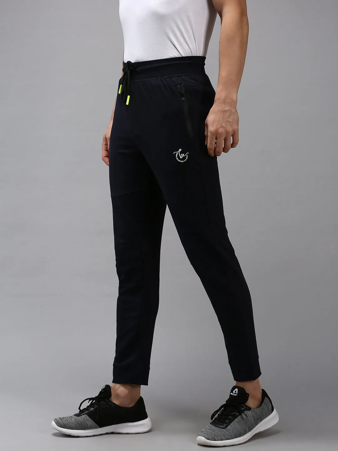 Men Navy Blue Solid Track Pant