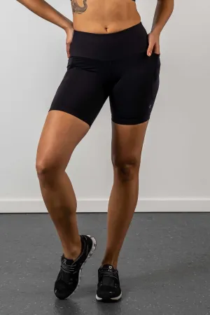 Mid Waist Mid Shorts - Black