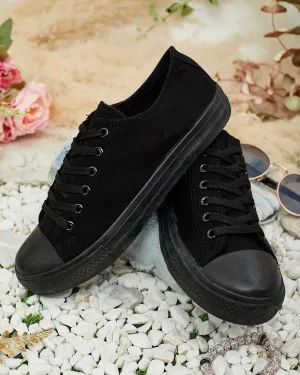 New Royalfashion Women's Sports Canvas Sneakers in Black, Sz 7