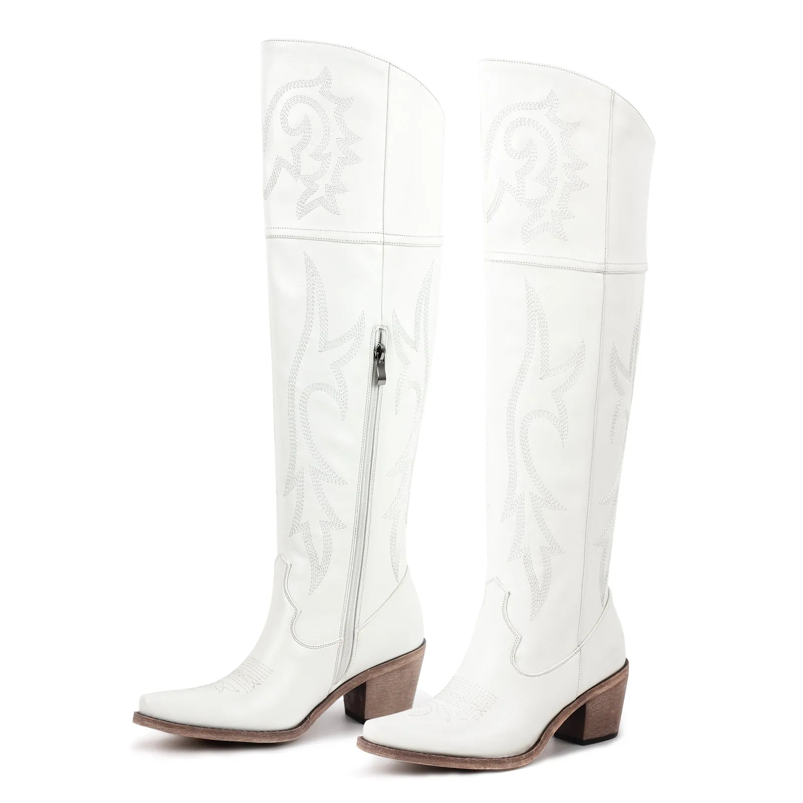 Onlymaker Boots Over The Knee Embroidered Western Boots