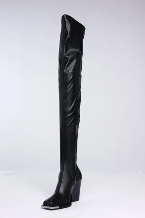 PD VAIORA THIGH HIGH BOOT WITH METAL TIP