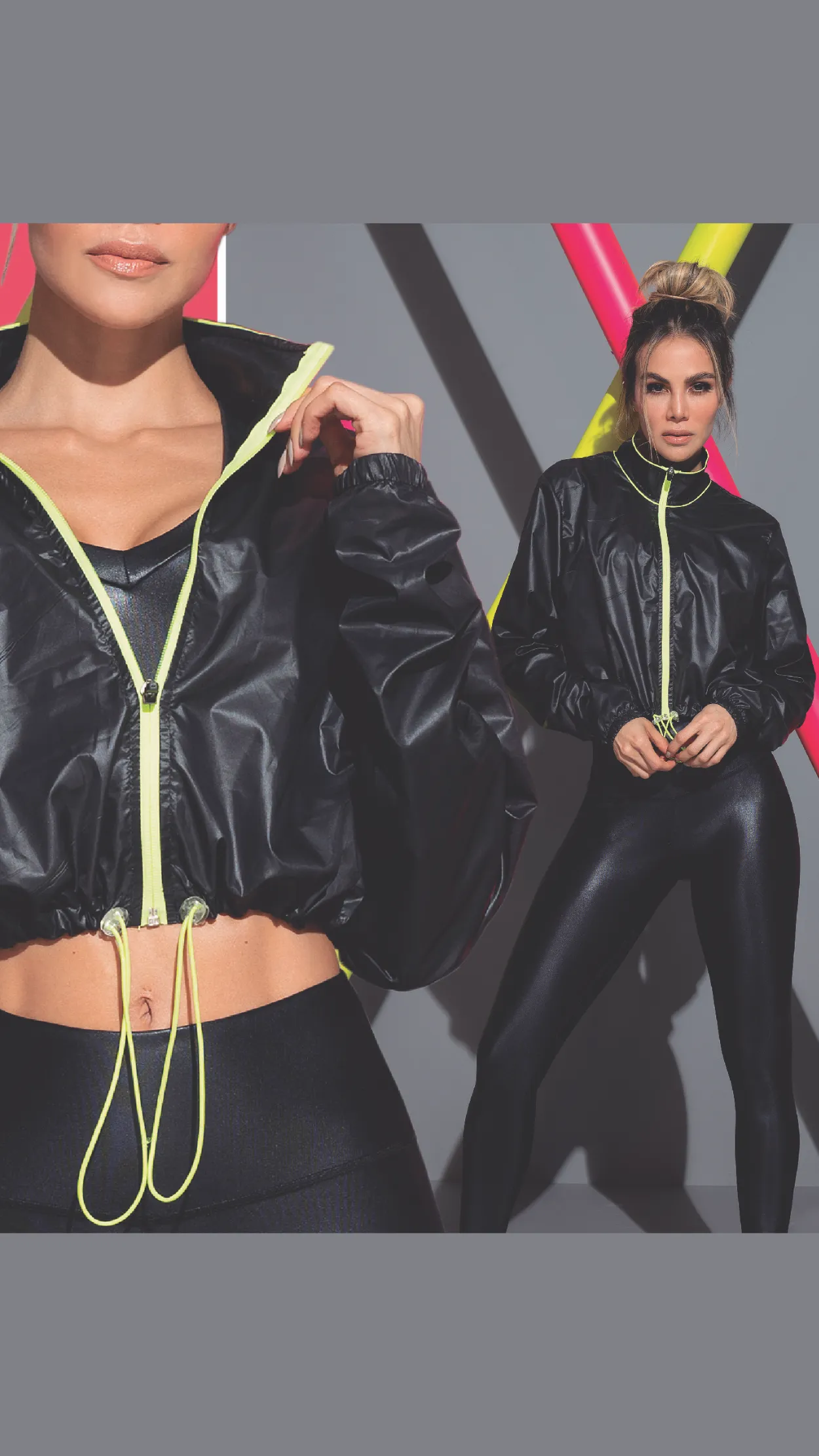 Pinera Workout Jacket with Neon Zipper