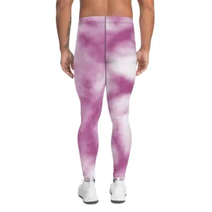 Purple Tie Dye Men's Leggings, Designer Tie Dye Printed Men's Leggings Compression Tights For Men - Made in USA/EU/MX