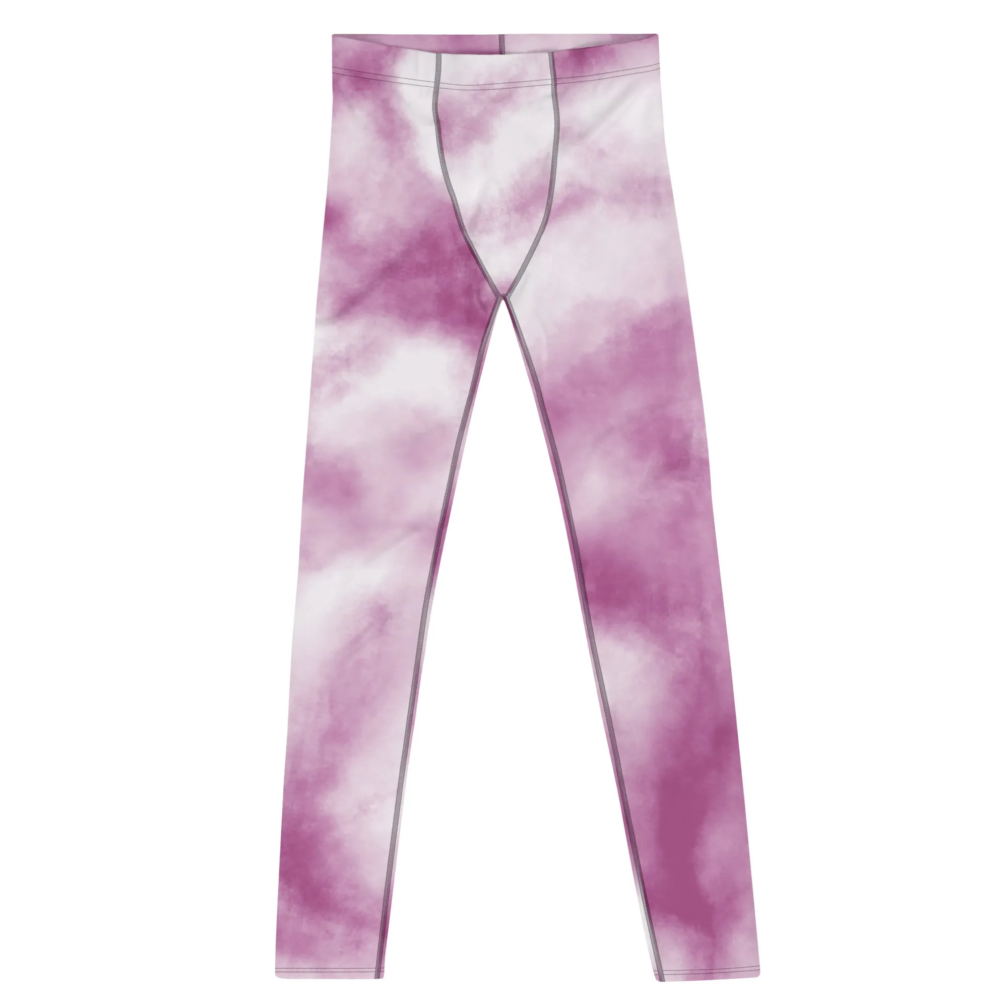 Purple Tie Dye Men's Leggings, Designer Tie Dye Printed Men's Leggings Compression Tights For Men - Made in USA/EU/MX