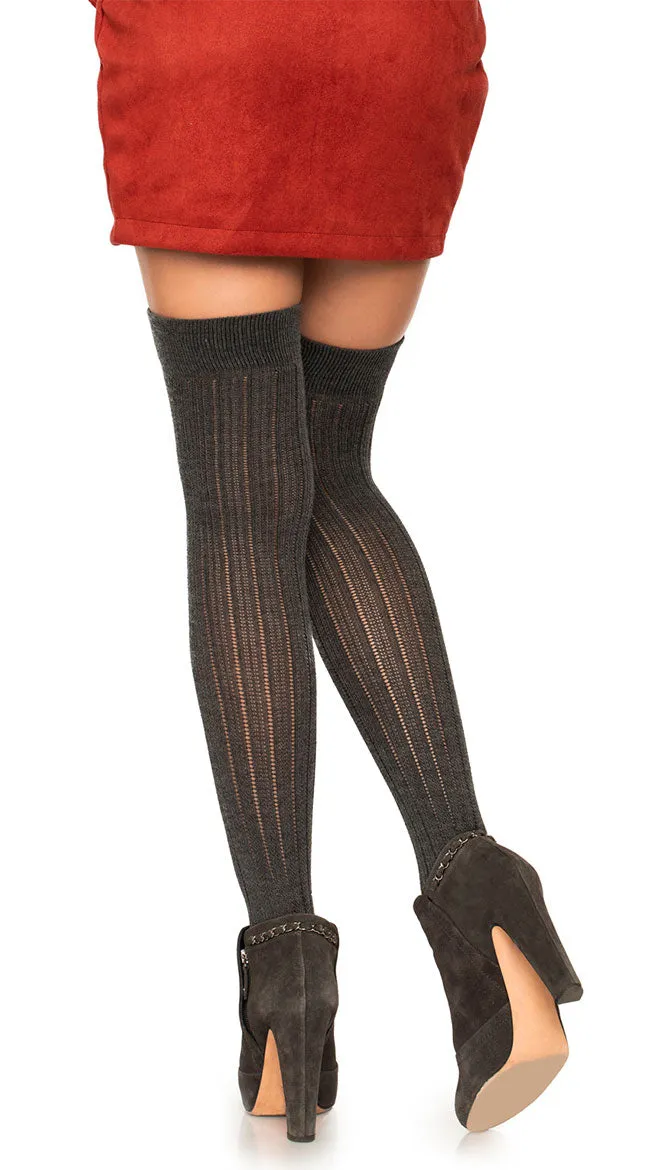 Rib Knit Thigh High Socks