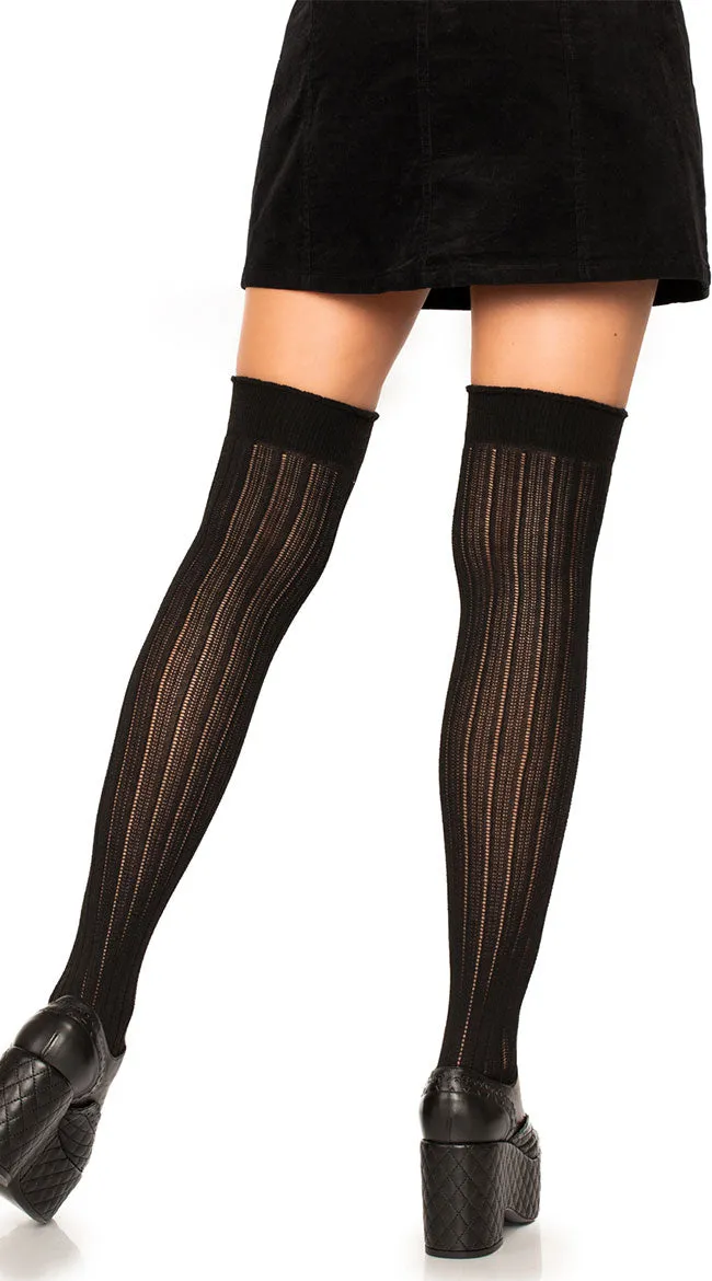 Rib Knit Thigh High Socks