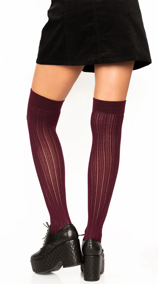 Rib Knit Thigh High Socks