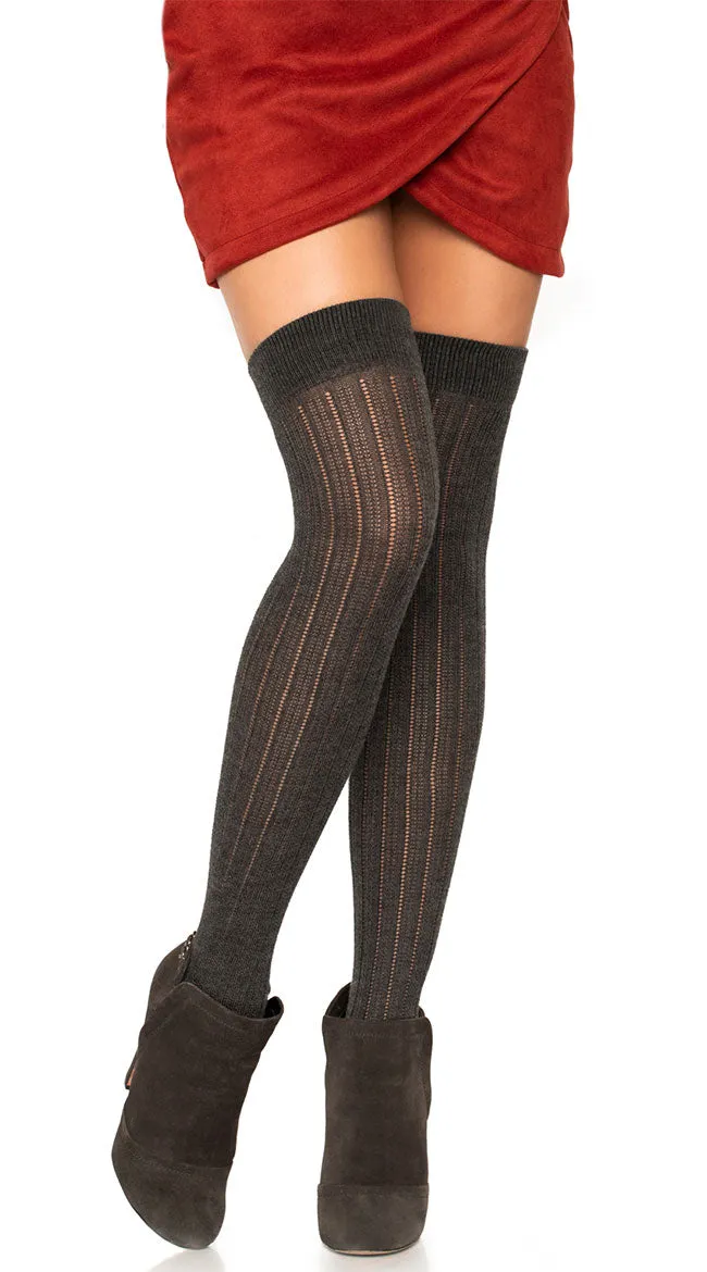 Rib Knit Thigh High Socks