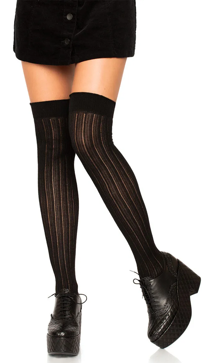 Rib Knit Thigh High Socks