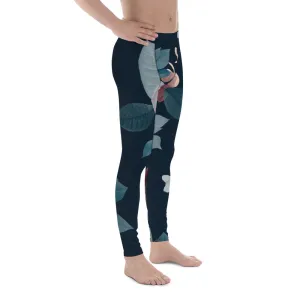 Rose Romantic Floral Men's Leggings, Flower Printed Designer Meggings Compression Tights-Made in USA/EU/MX