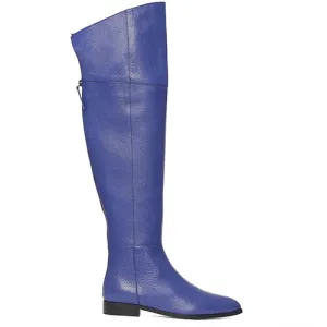 Saint Grace Blue Leather Thigh High Boots