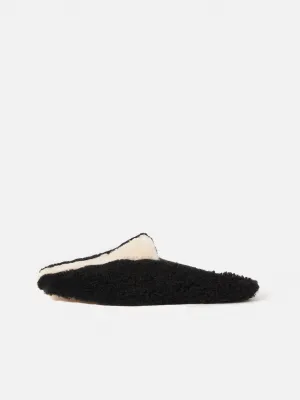 Shearling Striped Slipper | Monochrome