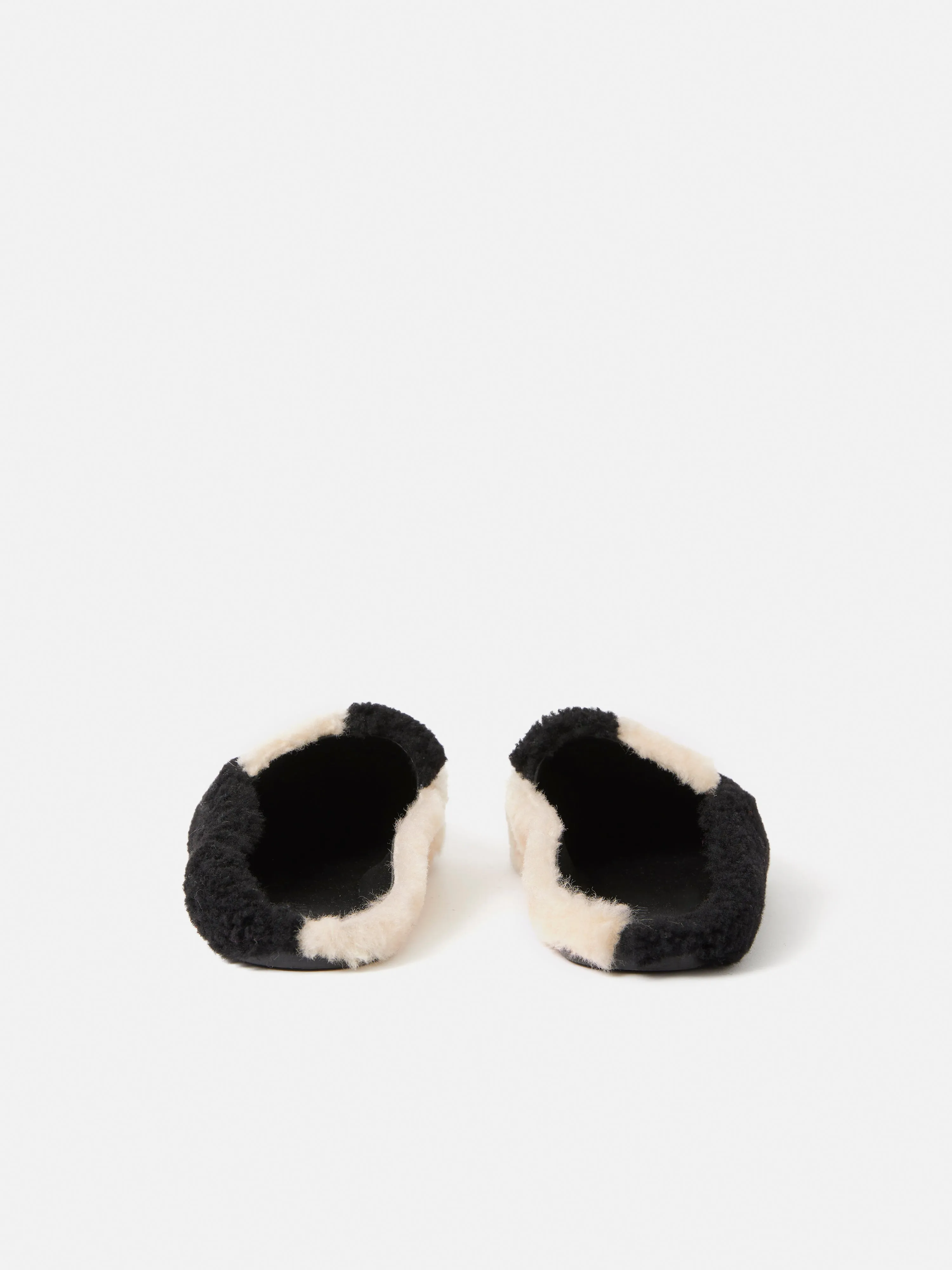 Shearling Striped Slipper | Monochrome