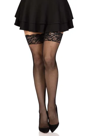 Stay Up Lace Top Micro Net Thigh Highs