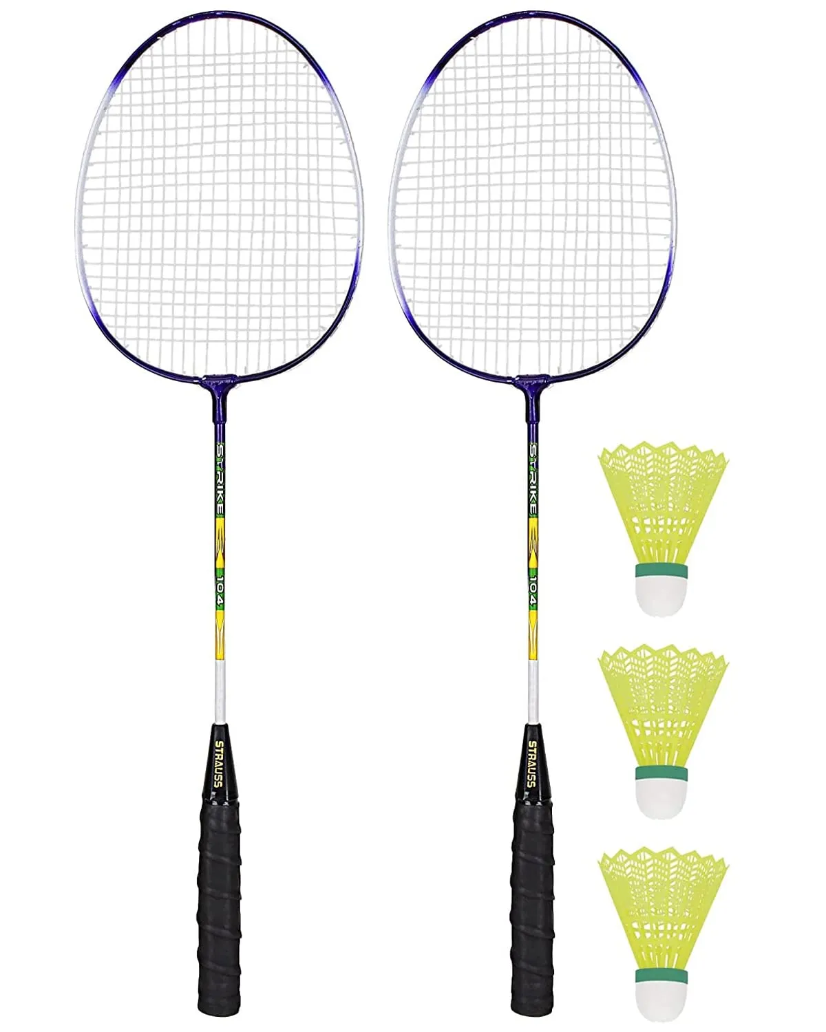 Strauss Badminton Signature White Body Iron   Tempered Alluminium Road Pair with Cover(Strike-104)