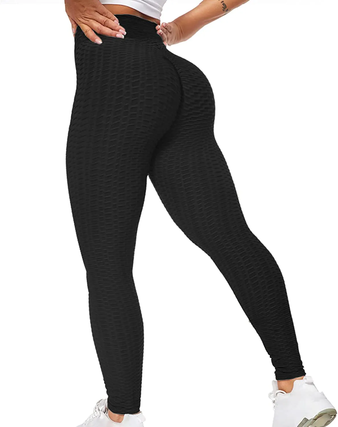 SZKANI Womens Ruched Butt Lifting High Waisted Yoga Pants Tummy Control Workout Leggings Textured Tights