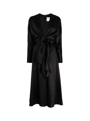 Tie-Front Silk Dress