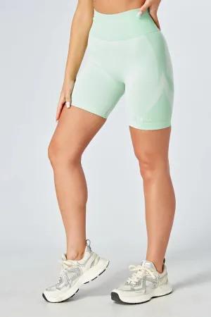 Twill Active Recycled Colour Block Body Fit Cycling Shorts - Green