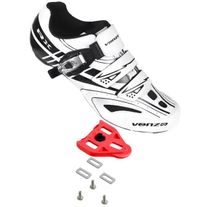 Venzo RX Road Bike Compatible with  SPD SL Look Cycling Shoes and Look Delta Indoor Cleats White Size 46