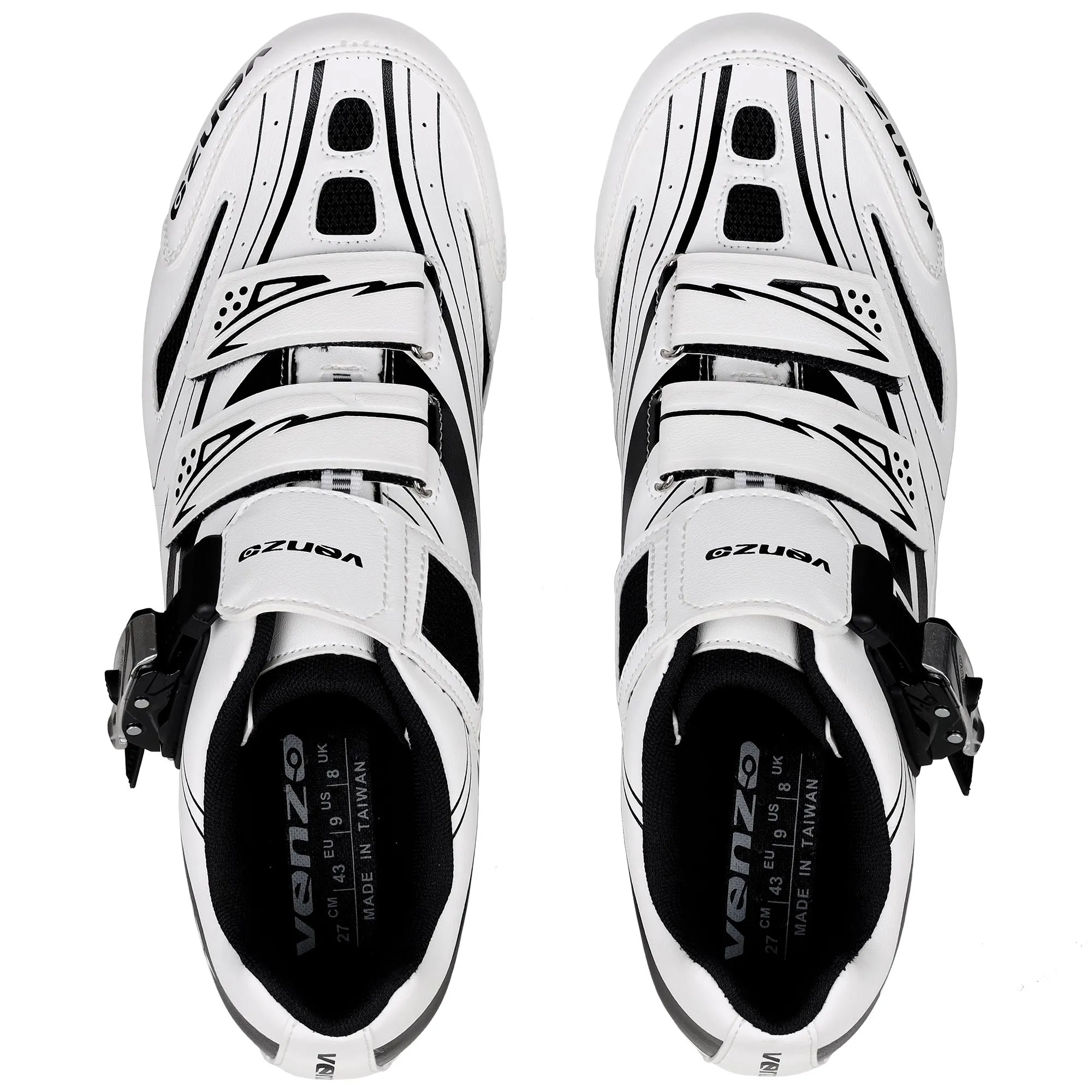 Venzo RX Road Bike Compatible with  SPD SL Look Cycling Shoes and Look Delta Indoor Cleats White Size 46