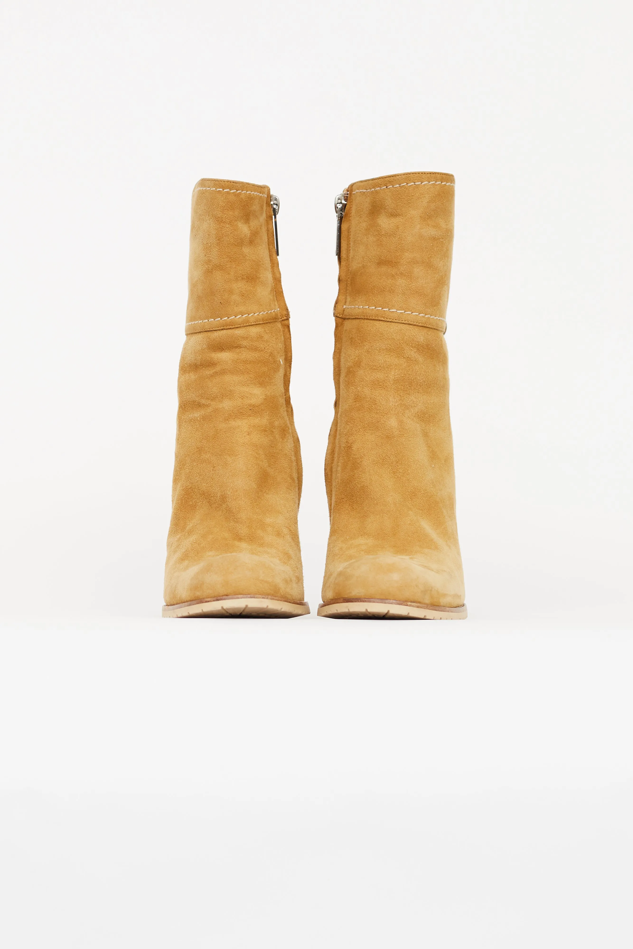 Vintage Beige Suede Ankle Boot