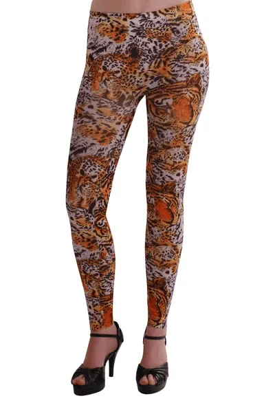 Womens Designer Graphic Printed Full Length Elasticated Stretch Pants Trouser Jegging Ladies Leggings One Size