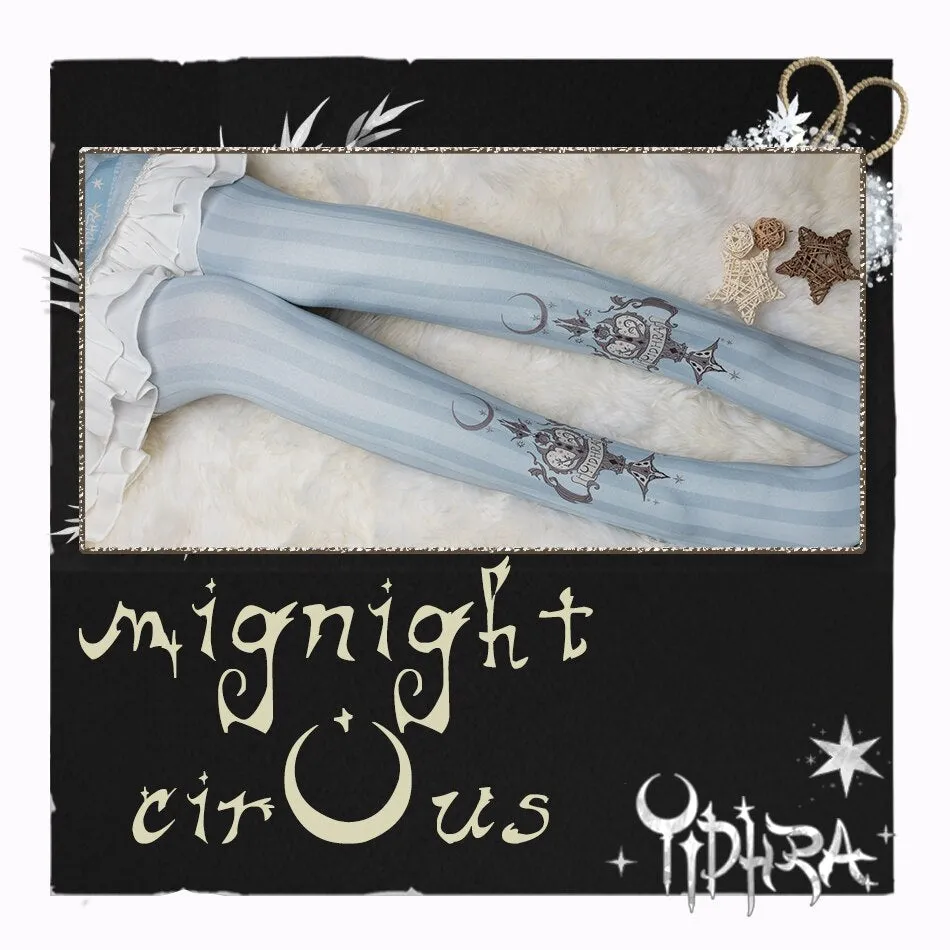 Women's Thigh High Stockings Mignight Circus ~ Lolita Printed Long Stockings