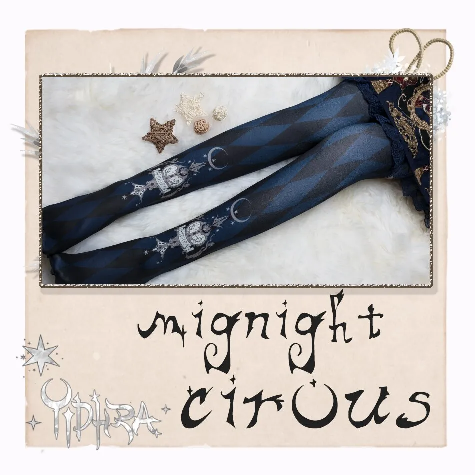 Women's Thigh High Stockings Mignight Circus ~ Lolita Printed Long Stockings