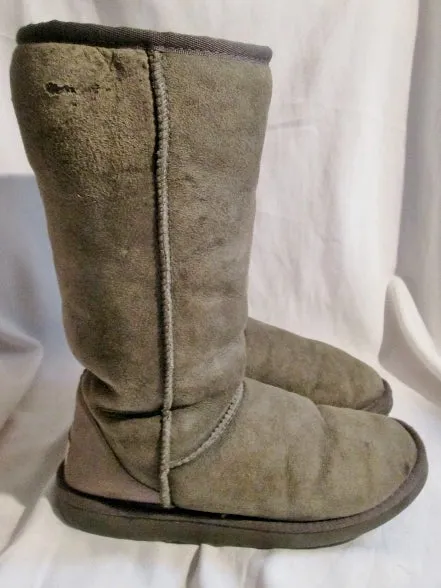 Womens UGG AUSTRALIA 5815 CLASSIC TALL Suede BOOT GRAY 7 Winter Shearling Sheepskin