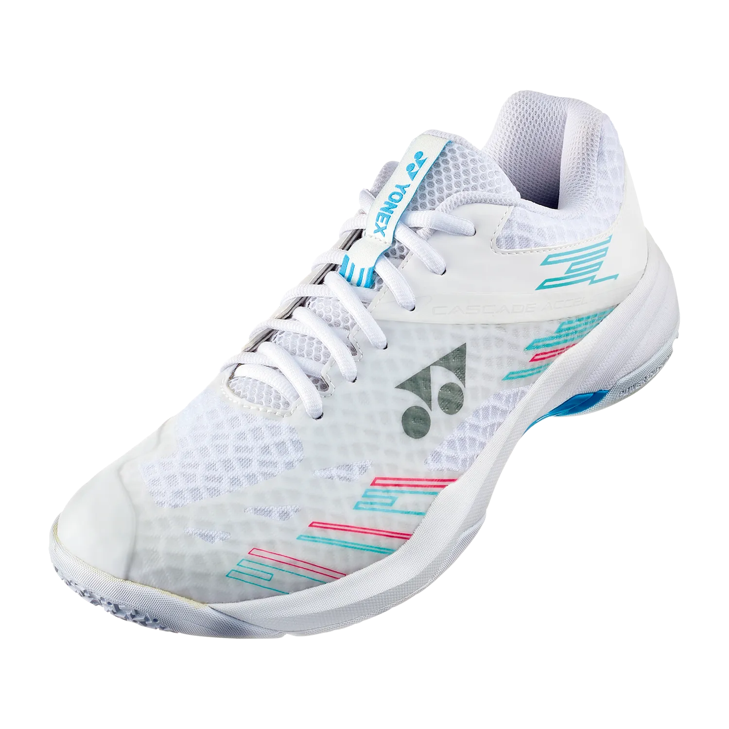 Yonex Power Cushion Cascade Accel Wide Badminton Shoes (White/Sky Blue)