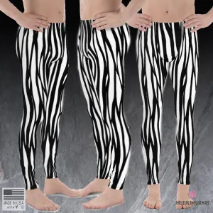 Zebra Stripe Meggings, Animal Print Sexy Men's Leggings Tights Pants-Made in USA/EU